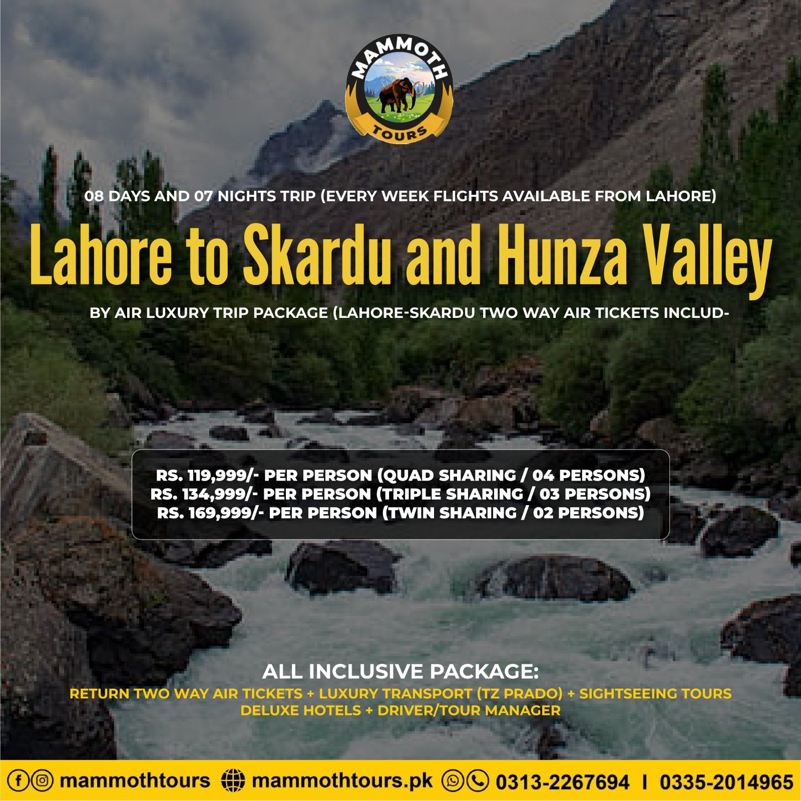 JUNE 3. Lahore to Skardu & Hunza Valley - By Air - 08 Days