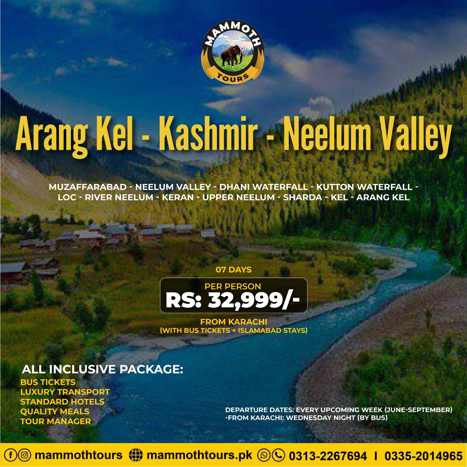 JUNE 8. Arang Kel - Kashmir - 07 Days - Karachi